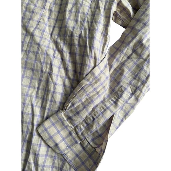ERMENEGILDO ZEGNA Yellow Purple Plaid Button Down Shirt Size Medium - Picture 7 of 8